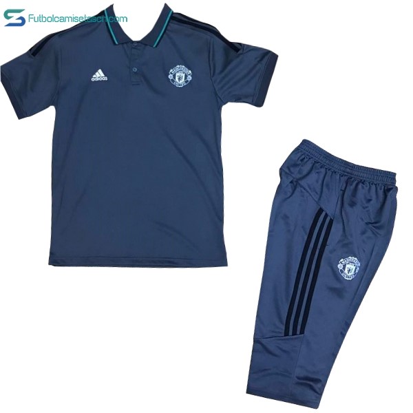 Polo Manchester United Conjunto Completo 2017/18 Azul